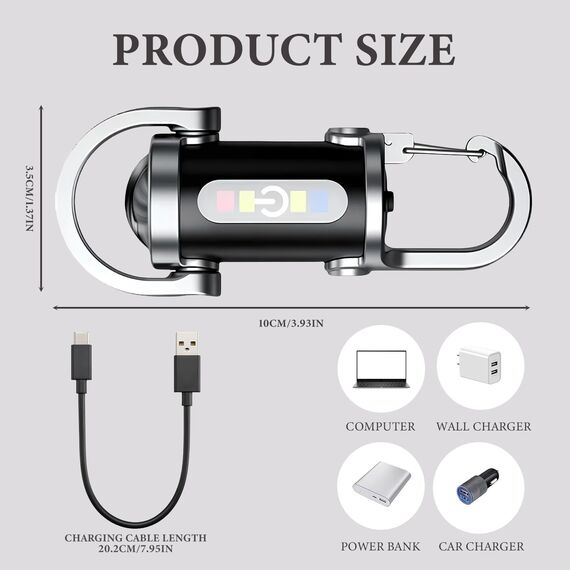 TaimeiMao 1200LM Superhelle Mini-Schlüsselanhänger, Superhelle Mini Led Taschenlampe, Taschenlampe LED Aufladbar, taschenlampe Wasserdicht für Haushalt Auto Outdoorarbeit Reisen Camping
