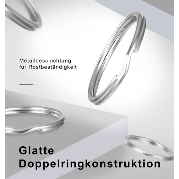 Schlüsselringe, 100 Stücke Schlüsselringe Edelstahl, Schlüsselringe 25mm Metall Spalt Ringe für Schlüsselanhänger Basteln, Auto, Haus, Schlüssel Zubehör