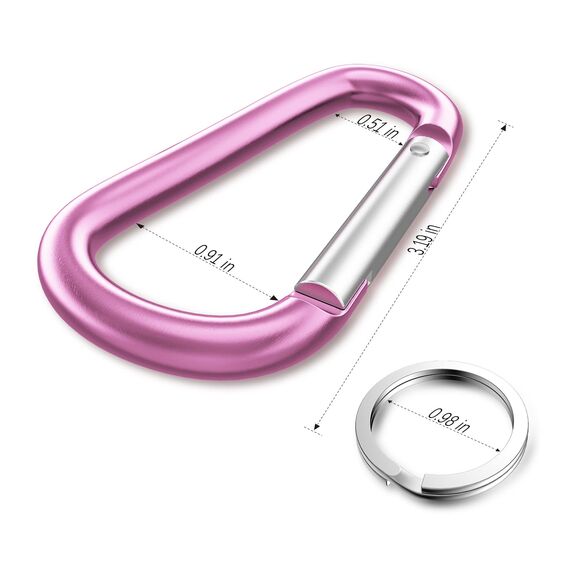 Sprookber 3" Aluminium Karabiner D-Ring - karabinerhaken Clips mit Federschnapphaken für Schlüsselanhänger Clip - 10 Stücke