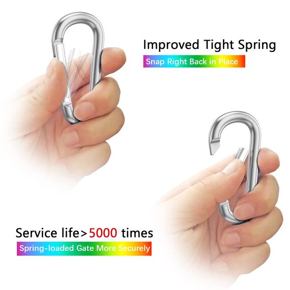 Sprookber 3" Aluminium Karabiner D-Ring - karabinerhaken Clips mit Federschnapphaken für Schlüsselanhänger Clip - 10 Stücke