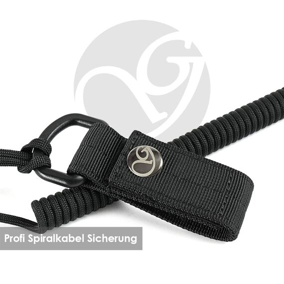 Ganzoo Spiral-Kabel Schlüsselanhänger elastisch mit Karabiner, Safety Lanyard mit Paracord-Mantel, Schlüsselband, Stretch Fang-Riemen, RSG Halterung für Polizei, Bundeswehr, Hausmeister, oliv grün