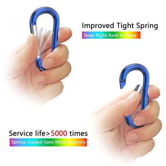 Sprookber 3" Aluminium Karabiner D-Ring - karabinerhaken Clips mit Federschnapphaken für Schlüsselanhänger Clip - 10 Stücke