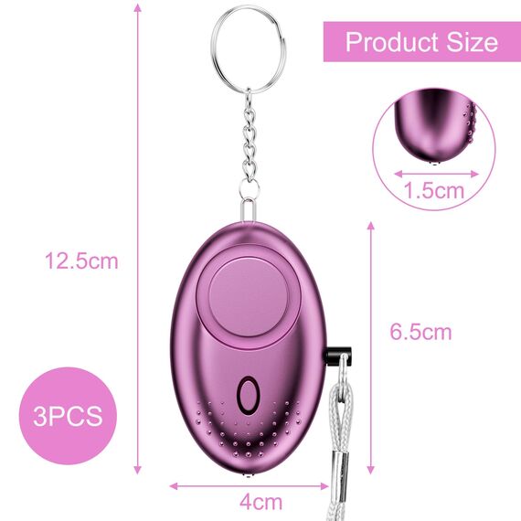Gvolatee 3 Stücke taschenalarm, 130dB schrillalarm, Alarm schlüsselanhänger Frauen mit LED-Licht, taschenalarme, sicherheitsschlüsselanhänger für Frauen, sicherheitsalarm für Children/Women/Seniors