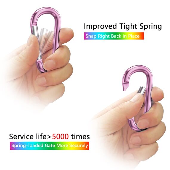 Sprookber 3" Aluminium Karabiner D-Ring - karabinerhaken Clips mit Federschnapphaken für Schlüsselanhänger Clip - 10 Stücke