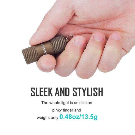 OLIGHT I1R II Mini LED Taschenlampe Schlüsselbund 150 Lumen, Schlüsselanhänger Wiederaufladbarer EOS Kleine Handlampe, Wasserdicht IPX8 für outdoor Camping Wandern, mit USB Kabel(Desert Tan)