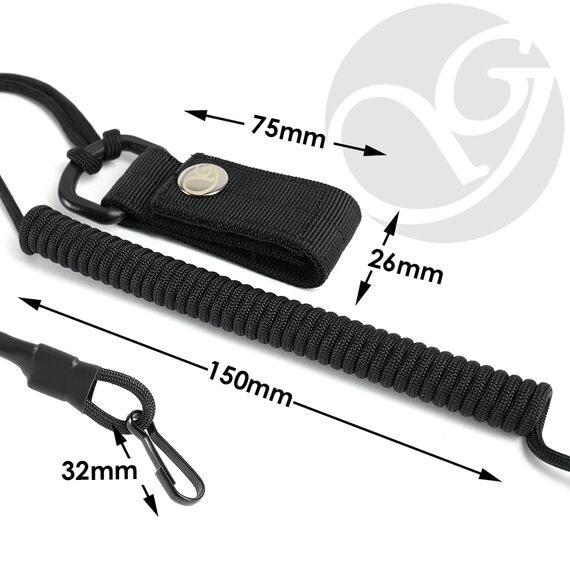 Ganzoo Spiral-Kabel Schlüsselanhänger elastisch mit Karabiner, Safety Lanyard mit Paracord-Mantel, Schlüsselband, Stretch Fang-Riemen, RSG Halterung für Polizei, Bundeswehr, Hausmeister, oliv grün