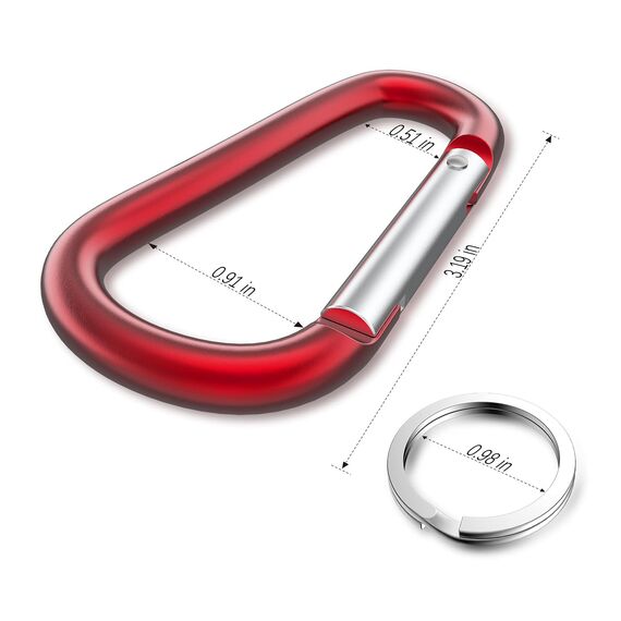 sprookber 3" Aluminium Karabiner D-Ring - karabinerhaken Clips mit Federschnapphaken für Schlüsselanhänger Clip - 10 Stücke