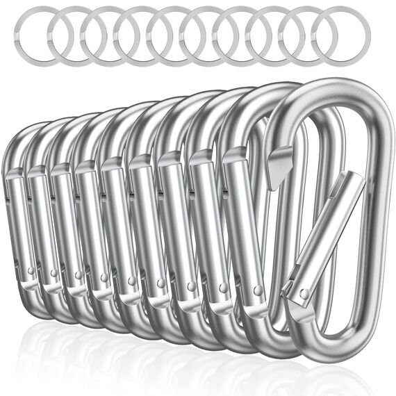 Sprookber 3" Aluminium Karabiner D-Ring - karabinerhaken Clips mit Federschnapphaken für Schlüsselanhänger Clip - 10 Stücke