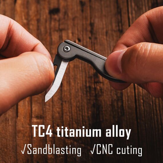 KeyUnity KK05 Titan Taschenmesser Klein Mini-Edc Messer Rasiermesserscharfe Kleines Klappmesser, Leichtes EDC Schlüsselanhänger Messer für Camping, Wandern und Outdoor