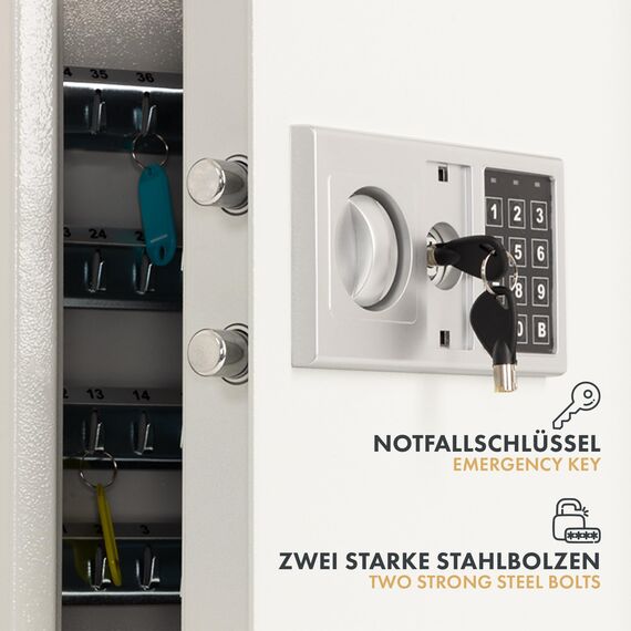 casa pura Schlüsseltresor mit Elektronikschloss - Schlüsselkasten für 27 Schlüssel - Tresor inkl. Schlüsselanhänger, Befestigungsmaterial & Notfallschlüssel