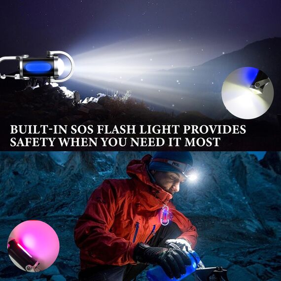 TaimeiMao 1200LM Superhelle Mini-Schlüsselanhänger, Superhelle Mini Led Taschenlampe, Taschenlampe LED Aufladbar, taschenlampe Wasserdicht für Haushalt Auto Outdoorarbeit Reisen Camping