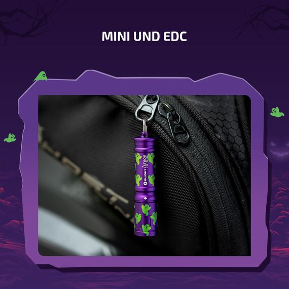OLIGHT I3E EOS Mini LED Taschenlampe Schlüsselanhänger 90 Lumen und 44m Reichweite, kleine Flashlight Schlüsselbund Handlampe Wasserdicht IPX8, AAA Batterie, für Camping (Halloween