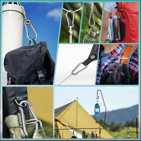 Boxcute 6 Stück Karabinerhaken groß, Karabiner groß belastbar bis 400kg,φ8x80mm,Premium Legierter Stahl,Karabiner mit Federhaken, für alle Zughilfen und Griffe mit Einer Öse