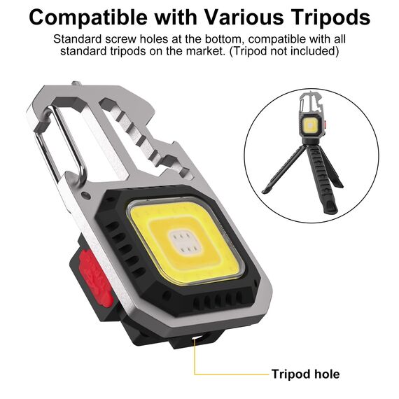 T-SUN Tragbare Mini LED Arbeitsleuchte Schlüsselanhänger Taschenlampe 7 Modi 800 Lumen Wiederaufladbare Inspektionsleuchten mit Flaschenöffner Magnetfuß für Camping Reparatur Notbeleuchtung (2 PCS)