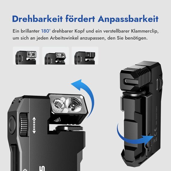 WUBEN G5 LED Taschenlampe Aufladbar - RGB Mini Schlüsselanhänger 400 Lumen, EDC Multifunktional Magnetische USB, 6 Modi Flashlight Wasserdicht für Camping Outdoor
