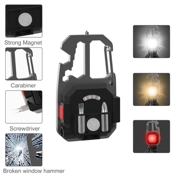 T-SUN Tragbare Mini LED Arbeitsleuchte Schlüsselanhänger Taschenlampe 7 Modi 800 Lumen Wiederaufladbare Inspektionsleuchten mit Flaschenöffner Magnetfuß für Camping Reparatur Notbeleuchtung (2 PCS)