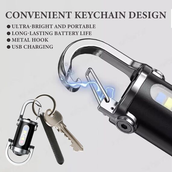TaimeiMao 1200LM Superhelle Mini-Schlüsselanhänger, Superhelle Mini Led Taschenlampe, Taschenlampe LED Aufladbar, taschenlampe Wasserdicht für Haushalt Auto Outdoorarbeit Reisen Camping