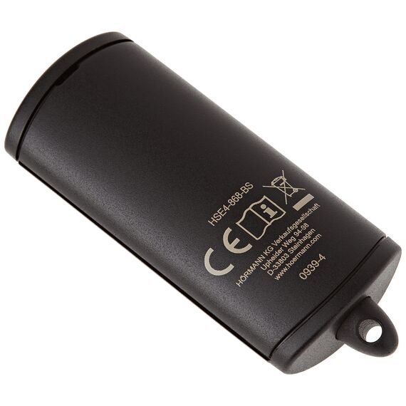 Hörmann Handsender HSE4 BS mit 4 Tastenfunktionen, mit Öse für Schlüsselanhänger, BiSecur Funktechnologie, (für Garagentor, Einfahrtstor, Haustür usw.), schwarz 4511736, 1er Pack