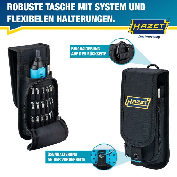 HAZET Adventskalender 2025, 24-teilig, mit 1/4" Akkuschrauber, 18 Bit, USB-C-Kabel, Adapter, Schlüsselanhänger, Flaschenöffner, praktische Werkzeugtasche in
