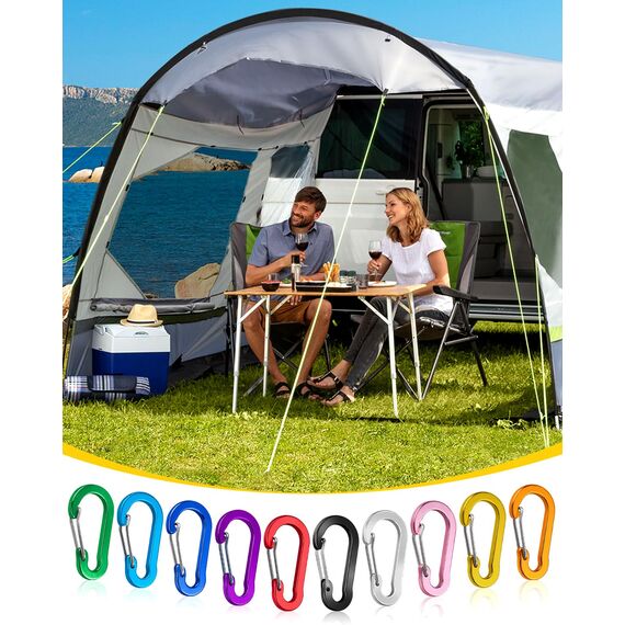 Caianwin 10 Stück Bunt Karabinerhaken Klein 5cm, Aluminium Karabiner mit Schlüsselringe Outdoor Schlüsselanhänger für Schlüssel, Camping, Rucksack, Angeln (10 Farben)