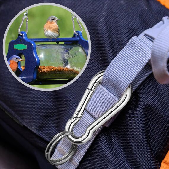 Nutabevr 12 Stück Karabiner Edelstahl 304, Schlüsselanhänger Karabinerhaken φ4mm, mit Schnappverschluss belastbar Karabinerhaken, für Schlüsselanhänger, Rucksack, Hundeleine, Hängematte, Boxsack