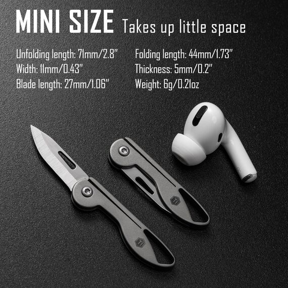 KeyUnity KK05 Titan Taschenmesser Klein Mini-Edc Messer Rasiermesserscharfe Kleines Klappmesser, Leichtes EDC Schlüsselanhänger Messer für Camping, Wandern und Outdoor