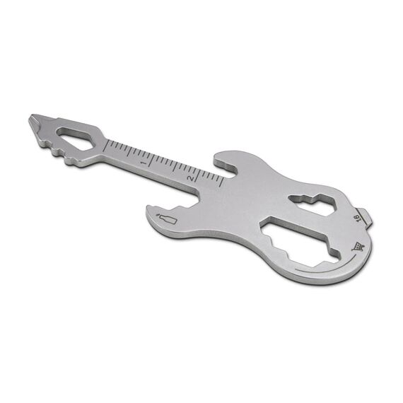 Geschenkartikel: ROMINOX Key Tool Guitar, 19 Funktionen, Keytool Schlüsselanhänger Gitarre, E-Gitarre, Edelstahl Multitool, Multifunktionswerkzeug, Kleinigkeit für Adventskalender