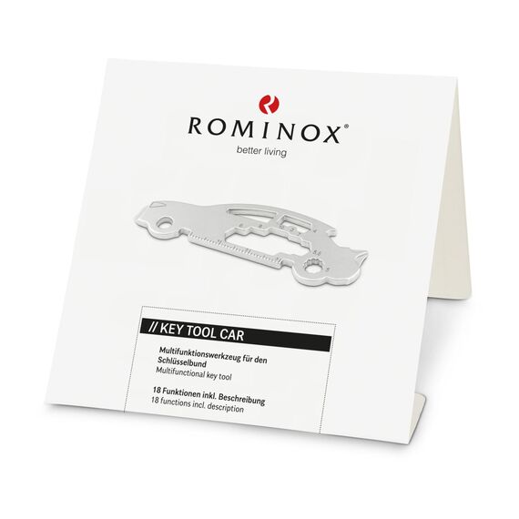 Geschenkartikel: ROMINOX Key Tool // Auto/Car, 18 Funktionen, Keytool Schlüsselanhänger, Flaschenöffner, Edelstahl Multitool, Multifunktionswerkzeug, Führerschein, Kleinigkeit für Adventskalender