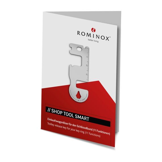 Geschenkartikel: ROMINOX Shop Tool // Smart, 11 Funktionen, Keytool Schlüsselanhänger, Einkaufswagenlöser, Edelstahl Multitool, Multifunktionswerkzeug, Kleinigkeit für Adventskalender