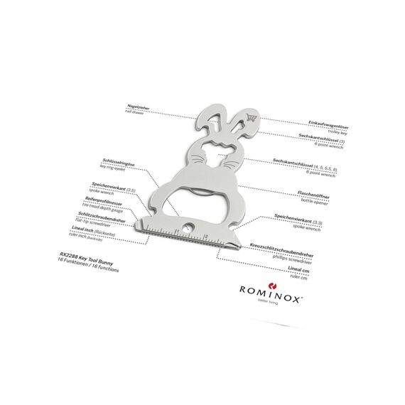 Geschenkartikel: ROMINOX Key Tool // Lucky Charm Frohe Ostern, 19 Funktionen, Keytool Schlüsselanhänger, Einkaufswagenlöser, Edelstahl Multitool, Multifunktionswerkzeug