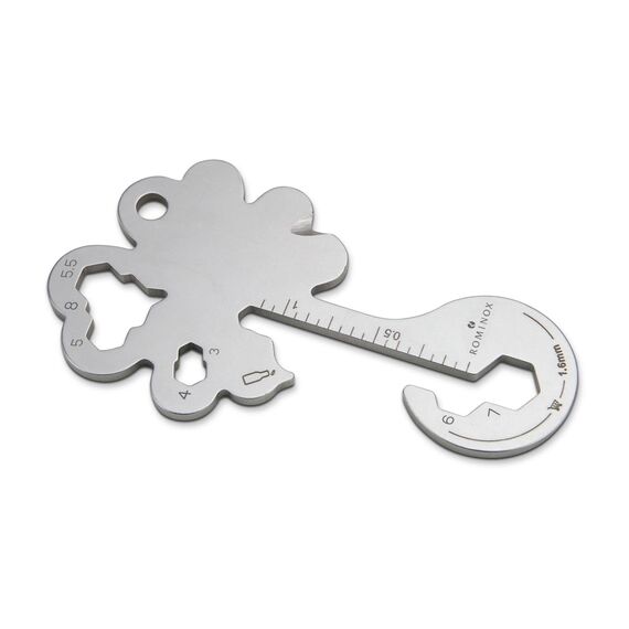 Geschenkartikel: ROMINOX Key Tool Lucky Charm, 19 Funktionen, Schlüsselanhänger Kleeblatt, Glücksbringer, Edelstahl Multitool, Multifunktionswerkzeug, Kleinigkeit für Adventskalender