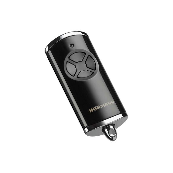Hörmann Handsender HSE 4 BS (Frequenz 868 MHz, Hochglanz Anthrazit, Garagentorantrieb mit Chrom-Kappen, Batterien, Maße 28x70x14 mm, inkl. Schlüsselring) 4511573