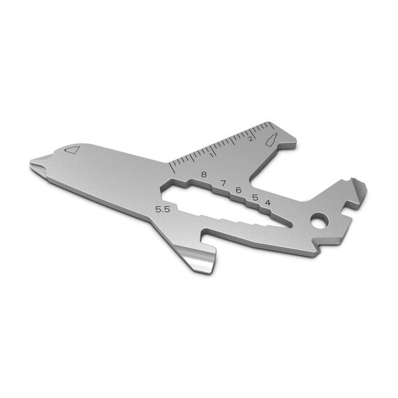 Geschenkartikel: ROMINOX Key Tool // Airplane, 18 Funktionen, Keytool Schlüsselanhänger Flugzeug/Pilot, Edelstahl Multitool, Multifunktionswerkzeug, Kleinigkeit für Adventskalender