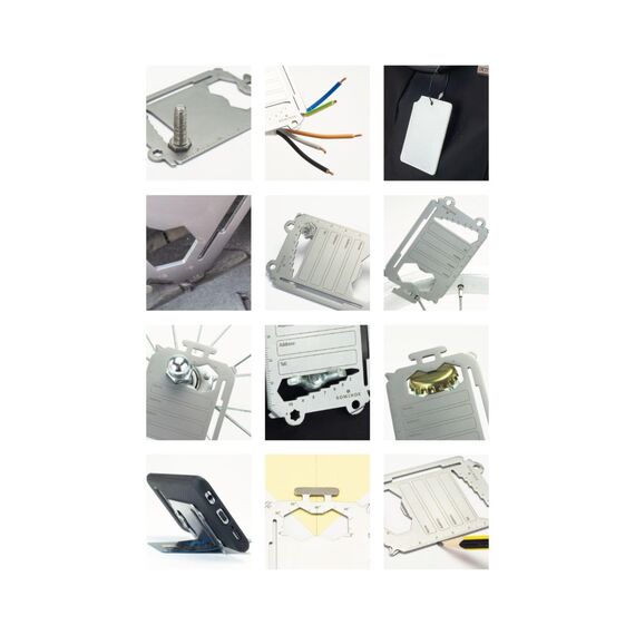 Geschenkartikel: ROMINOX Card Tool // Travel Tag – 30 Funktionen – Multifunktionaler Kofferanhänger/Reisegepäckanhänger, Edelstahl inkl. Etui & Funktionsbeschreibung, Multifunktionswerkzeug