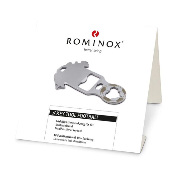 Geschenkartikel: ROMINOX Key Tool // Football – 18 Funktionen, Keytool Schlüsselanhänger Fußball-Fan, Multitool, Multifunktionswerkzeug, Fußball EM, World Cup, Kleinigkeit für Adventskalender