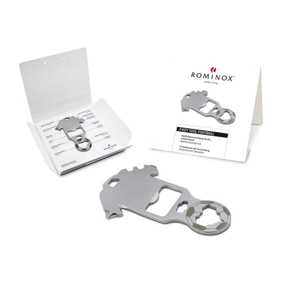 Geschenkartikel: ROMINOX Key Tool // Football – 18 Funktionen, Keytool Schlüsselanhänger Fußball-Fan, Multitool, Multifunktionswerkzeug, Fußball EM, World Cup, Kleinigkeit für Adventskalender