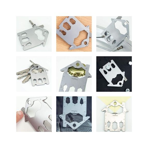 Geschenkartikel: ROMINOX Key Tool // House – 21 Funktionen, Umzug, Einzug, Richtfest, Keytool Schlüsselanhänger, Edelstahl Multitool, Multifunktionswerkzeug, Kleinigkeit für Adventskalender