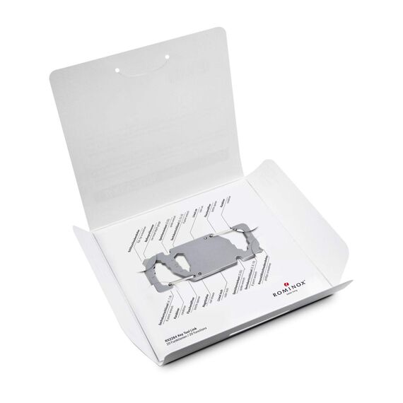 Geschenkartikel: ROMINOX Key Tool // Link – 20 Funktionen, Karabiner, Keytool Schlüsselanhänger, Edelstahl Multitool, Multifunktionswerkzeug, Kleinigkeit für Adventskalender