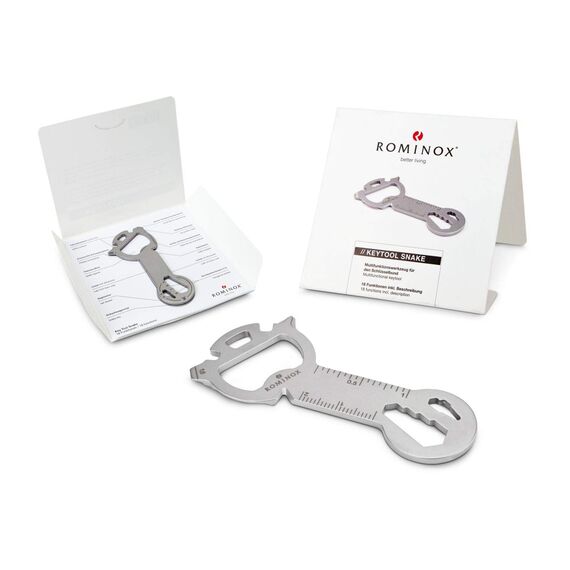 Geschenkartikel: ROMINOX Key Tool // Snake, 18 Funktionen, Keytool Schlüsselanhänger, Einkaufswagenlöser, Edelstahl Multitool, Multifunktionswerkzeug, Kleinigkeit für Adventskalender