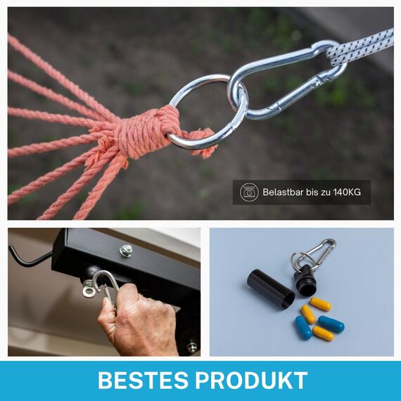 Der Traum 12 Stück Karabinerhaken Edelstahl, 6 x 60mm – Karabiner mit Belastbarkeit von 140 KG – Ideal für Schlüsselanhänger, Camping, Wandern, Reisen, Angeln, Rucksack (Silber)