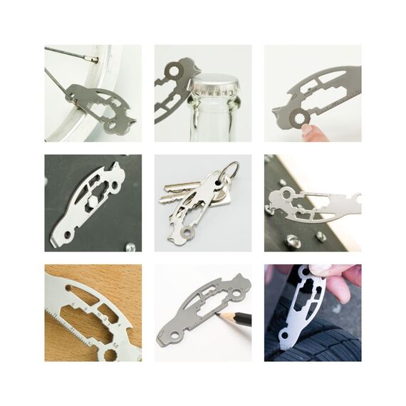Geschenkartikel: ROMINOX Key Tool // Auto/Car, 18 Funktionen, Keytool Schlüsselanhänger, Flaschenöffner, Edelstahl Multitool, Multifunktionswerkzeug, Führerschein, Kleinigkeit für Adventskalender