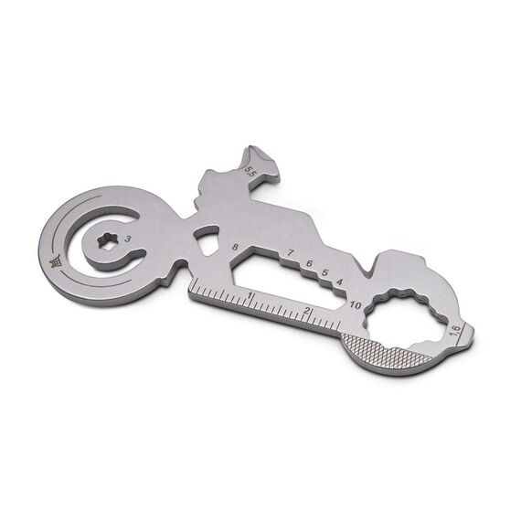 Geschenkartikel: ROMINOX Key Tool Motorbike, 21 Funktionen, Keytool Schlüsselanhänger Motorrad, Bike, Edelstahl Multitool, Funktionsbeschreibung, Multifunktionswerkzeug, Einkaufswagenlöser