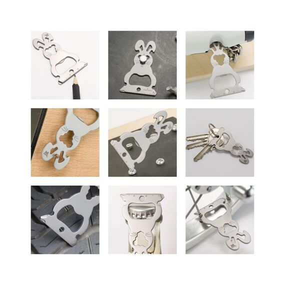 Geschenkartikel: ROMINOX Key Tool // Lucky Charm Frohe Ostern, 19 Funktionen, Keytool Schlüsselanhänger, Einkaufswagenlöser, Edelstahl Multitool, Multifunktionswerkzeug