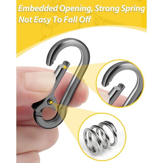 3 Stück Karabiner Schlüsselanhänger, Karabinerhaken Klein Metall Schlüsselkarabiner Carabiner, Schlüsselring mit Karabiner für Aufhängen im Rucksack, Autoschlüssel (Gold)