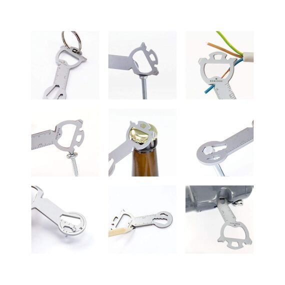 Geschenkartikel: ROMINOX Key Tool // Snake, 18 Funktionen, Keytool Schlüsselanhänger, Einkaufswagenlöser, Edelstahl Multitool, Multifunktionswerkzeug, Kleinigkeit für Adventskalender