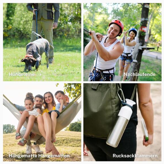Der Traum 12 Stück Karabinerhaken Edelstahl, Carabiner, 5 x 50mm – Karabiner mit Belastbarkeit von 110 KG – Ideal für Schlüsselanhänger, Camping, Wandern, Reisen, Angeln, Rucksack (Silber)