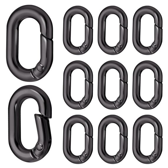 Giantree 10 Stück Oval Spring Karabinerhaken Klein, Metall Ringkarabiner, Schlüsselanhänger Kleine Buckle Clip Feder Karabiner für Reisen Angeln Camping Wandern Hängematten Rucksack(schwarz)