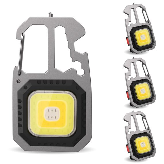 T-SUN Tragbare Mini LED Arbeitsleuchte Schlüsselanhänger Taschenlampe 7 Modi 800 Lumen Wiederaufladbare Inspektionsleuchten mit Flaschenöffner Magnetfuß für Camping Reparatur Notbeleuchtung (4 PCS)