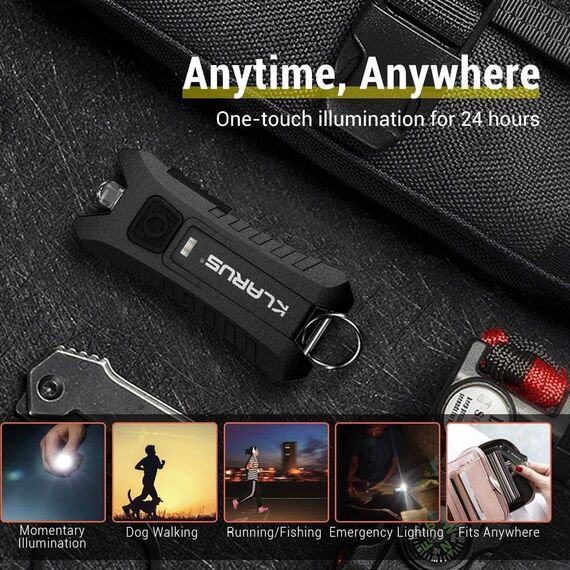 klarus Mi2 Wiederaufladbare LED-Schlüsselanhänger-Taschenlampe, USB C,40 Lumen, klein, leicht, Taschenlampe, Stromversorgung durch integrierten Akku