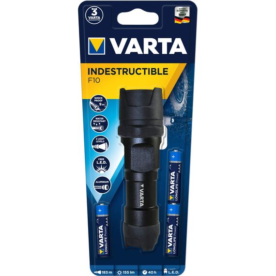 Varta Indestructible 1 Watt LED Light Taschenlampe, schwarz